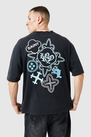 Icon Tee - Black Acid Wash