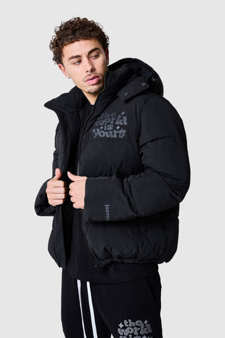 World Is Yours Puffer Jacket - Black