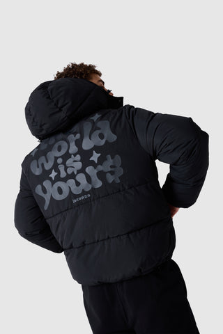 World Is Yours Puffer Jacket - Black