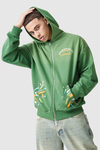 St Lorenzo Painter Zip Hood - Green