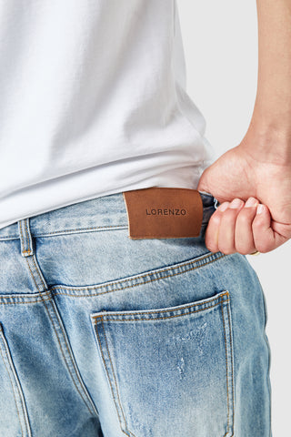 Elio Stacked Jean - Light Blue Wash