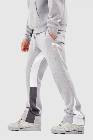 PAINT SMEAR FLARED JOGGER - GREY