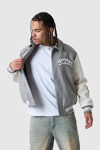 Dream Acdmy Varsity Jacket - Grey Marl